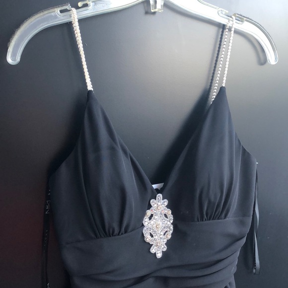 NWT Black Dress w Rhinestone Straps - Picture 3 of 9